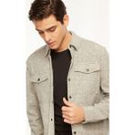 Fabrika Relaxed Gömlek Yaka Düz Gri Melanj Erkek Gömlek F3WM-GML116 - XL