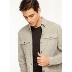 Fabrika Relaxed Gömlek Yaka Düz Gri Melanj Erkek Gömlek F3WM-GML116