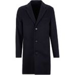 Fabrika Siyah Akrilik Palto F5WM-PLT 2895 Slim Fit Erkek Ceket Yaka Uzun Kol 46 Beden Düz Desen