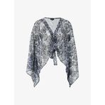 Fabrika Siyah - Çok Renkli Kadın Kruvaze Yaka Geniş Fit Bluz F4SL-BLZ0826