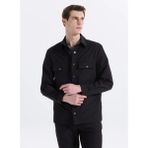 Fabrika Siyah Erkek Relaxed Fit Çizgili Dış Gömlek F6SM-GML 2600