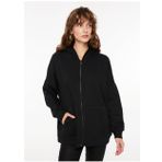Fabrika Siyah Kadın Kapüşonlu Geniş Fit Düz Sweatshirt TATAM
