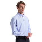 Fabrika Slim Fit Alttan Britli Yaka Çizgili Gömlek, 2XL, 5003274118, Mavi, Erkek