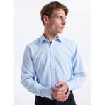 Fabrika Slim Fit Gömlek Yaka Armürlü Mavi Erkek Gömlek Maydos-Y 303 - 2XL