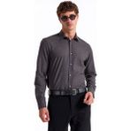 Fabrika Slim Fit Gömlek Yaka Düz Antrasit Melanj Erkek Gömlek F5WM-GML 2574 - 2XL