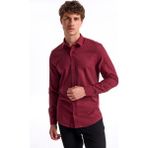 Fabrika Slim Fit Gömlek Yaka Düz Bordo Erkek Gömlek F5WM-GML 2574 - XL