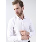 Fabrika Slim Fit Klasik Gömlek Yaka Armürlü Beyaz Erkek Gömlek MAYDOS 15 CPSZ KLASIK