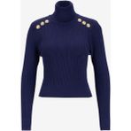 Fabrika Tam Balıkçı Yaka Dar Fitilli Lacivert Kazak Kadın F5WL-KZK0018 - XS