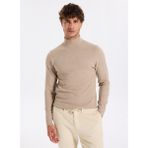 Fabrika Tam Balıkçı Yaka Slim Fit Düz Bej Melanj Erkek Kazak F5WM-KZK 2524