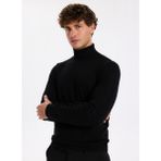 Fabrika Tam Balıkçı Yaka Slim Fit Düz Siyah Erkek Kazak F5WM-KZK 2524 - XL