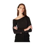 Fabrika Tek Omuz Yaka Düz Bluz, XL, 5003155572, Siyah, Kadın