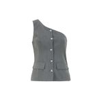 Fabrika Tek Omuz Yaka Düz Gri Kadın Bluz F4WL-BLZ0288, 38 Cm, 5003155556003