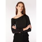 Fabrika Tek Omuz Yaka Düz Siyah Kadin Bluz F4WL-BLZ0677