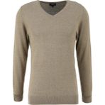 Fabrika V Yaka Basic Düz Haki Melanj Erkek Kazak F4WM-KZK 2842 - XL