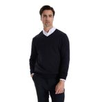 Fabrika V Yaka Basic Düz Lacivert Erkek Kazak F5WM-KZK 2557 - XL