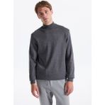 Fabrika Yarım Balıkçı Yaka Basic Düz Gri Melanj Erkek Kazak F5WM-KZK 2554 - 3XL