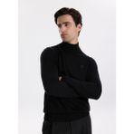 Fabrika Yarım Balıkçı Yaka Basic Düz Siyah Erkek Kazak F5WM-KZK 2554 - 2XL