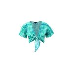 Fabrika Yeşil - Çok Renkli Kadın V Yaka Crop Bluz F4SL-BLZ0836, 38 Cm, 5003087451003