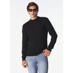Fabrika Yüksek Yaka Basic Düz Siyah Erkek Kazak F4WM-KZK 2848