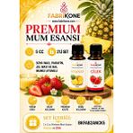 Fabrikone Premium Mum Esansı 5 cc 2'li Set - Ananas, Çilek - Soya Wax, Parafin, Jel Wax ve Bal Mumu Uyumlu BKFAB2ANCK5 - Şeffaf