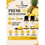 Fabrikone Premium Mum Esansı 5 cc 2'li Set - Ananas, Vanilya - Soya Wax, Parafin, Jel Wax ve Bal Mumu Uyumlu BKFAB2ANVN5 - Şeffaf