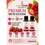Fabrikone Premium Mum Esansı 5 cc 2'li Set - Çilek, Frambuaz - Soya Wax, Parafin, Jel Wax ve Bal Mumu Uyumlu BKFAB2CKFB5 - Şeffaf