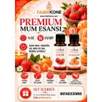 Fabrikone Premium Mum Esansı 5 cc 2'li Set - Çilek, Mandalina - Soya Wax, Parafin, Jel Wax ve Bal Mumu Uyumlu BKFAB2CKMN5 - Şeffaf
