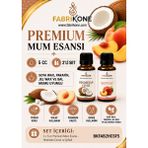Fabrikone Premium Mum Esansı 5 cc 2'li Set - Hindistan Cevizi, Şeftali - Soya Wax, Parafin, Jel Wax ve Bal Mumu Uyumlu BKFAB2HCSF5 - Şeffaf