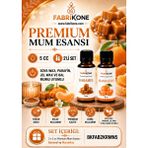 Fabrikone Premium Mum Esansı 5 cc 2'li Set - Karamel, Mandalina - Soya Wax, Parafin, Jel Wax ve Bal Mumu Uyumlu BKFAB2KRMN5 - Şeffaf