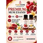Fabrikone Premium Mum Esansı 5 cc 2'li Set - Nar, Vanilya - Soya Wax, Parafin, Jel Wax ve Bal Mumu Uyumlu BKFAB2NRVN5 - Şeffaf