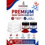 Fabrikone Premium Mum Yapım Hobi Seti - Parafin Wax 250 gr - 2'li Toz Mum Boyası Seti - Kırmızı, Mavi BKFABPW2502KM - Şeffaf - 3'lü Set