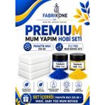 Fabrikone Premium Mum Yapım Hobi Seti - Parafin Wax 250 gr - 2'li Toz Mum Boyası Seti - Mavi, Sarı BKFABPW2502MSR - Şeffaf - 3'lü Set