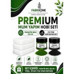 Fabrikone Premium Mum Yapım Hobi Seti - Parafin Wax 250 gr - 2'li Toz Mum Boyası Seti - Yeşil, Siyah BKFABPW2502YS - Şeffaf - 3'lü Set