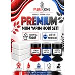 Fabrikone Premium Mum Yapım Hobi Seti - Parafin Wax 500 gr - 3'lü Toz Mum Boyası Seti - Kırmızı, Mavi, Siyah BKFABPW5003KMS - Şeffaf - 4'lü Set