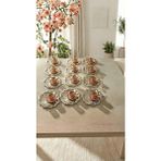 Fabriona 12’lı Köşeleri Dalgalı Mini Papatyalı Paslanmaz Çelik Çay Kahve Nişan Sunum Tepsi Gold Gümüş 24X24CM
