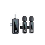 FABRON Kablosuz Yaka Mikrofonu 2'li Type-C Lightning Aux 3in1 Kablosuz Profesyonel Mikrofon Stüdyo Canlı Yayın Oyun H68 Siyah