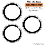 Fabron Orijinal Safir Lens Kamera Lens Koruyucu Çizilmez Safir Kaplama - Gümüş - iPhone 15 Pro / 15 Pro Max