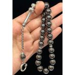 Fabula Silver Hematit Taşı Tesbih Maskot Model Efe Boy Ay Yıldız Tasarımlı