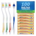 FactorDuty 100 Paket Diş Fırçası Standart Klasik Orta Yumuşak Diş Fırçası Toplu Ayrı Sarılı
