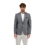 Facune Erkek Siyah-Gri Ekose Kumaşlı Mono Yaka Spor Blazer Ceket Siyah-Gri 50