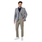 Facune Erkek Taş Ceket+Pantolon+Yelek Çift Yırtmaçlı Slim Fit Takim Elbise Taş 48/6