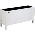 Faev Ahşap Dış Mekan Saksısı Dekoratif Saksı Büyük Boy Hazır Kurulu 100CM x 30CM Yükseklik 50CM - Beyaz