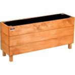 Faev Ahşap Saksı Dış Mekan Çiçeklik Dekoratif Büyük Boy Saksı Hazır Kurulu 95CM x 26CM Yükseklik 45CM - Açık Kahverengi