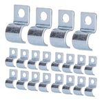 Fafeicy 20 adet tek delikli boru kelepçesi, 304 paslanmaz çelik çinko kaplama cilalı tek taraflı boru kelepçesi, kauçuk halka için, çelik boru (16mm)