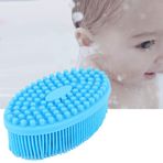 Fafeims Yumuşak bebek banyo fırçası, çocuk silikon duş başlığı, saç tarağı, bebek cilt bakımı, Sensory Brush(mavi)