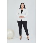 Fagi Atelier Kadın Büyük Beden Düğmeli Klasik Ceket - Beyaz - 48