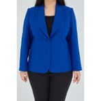 Fagi Atelier Kadın Büyük Beden Düğmeli Klasik Ceket - Saks Mavi - 52