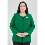 Fagi Atelier Kadın Büyük Beden Şal Yaka Broşlu Ceket - Yeşil - 50