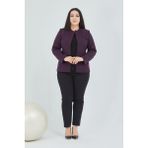 Fagi Atelier Kadın Büyük Beden Yakasız Ceket - Mor - 58