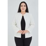 Fagi Kadın Büyük Beden Yakasız Beyaz Ceket